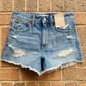 Madewell Women's Blue Mid Rise Relaxed Fit Denim Jeans Shorts Size W23 NWT